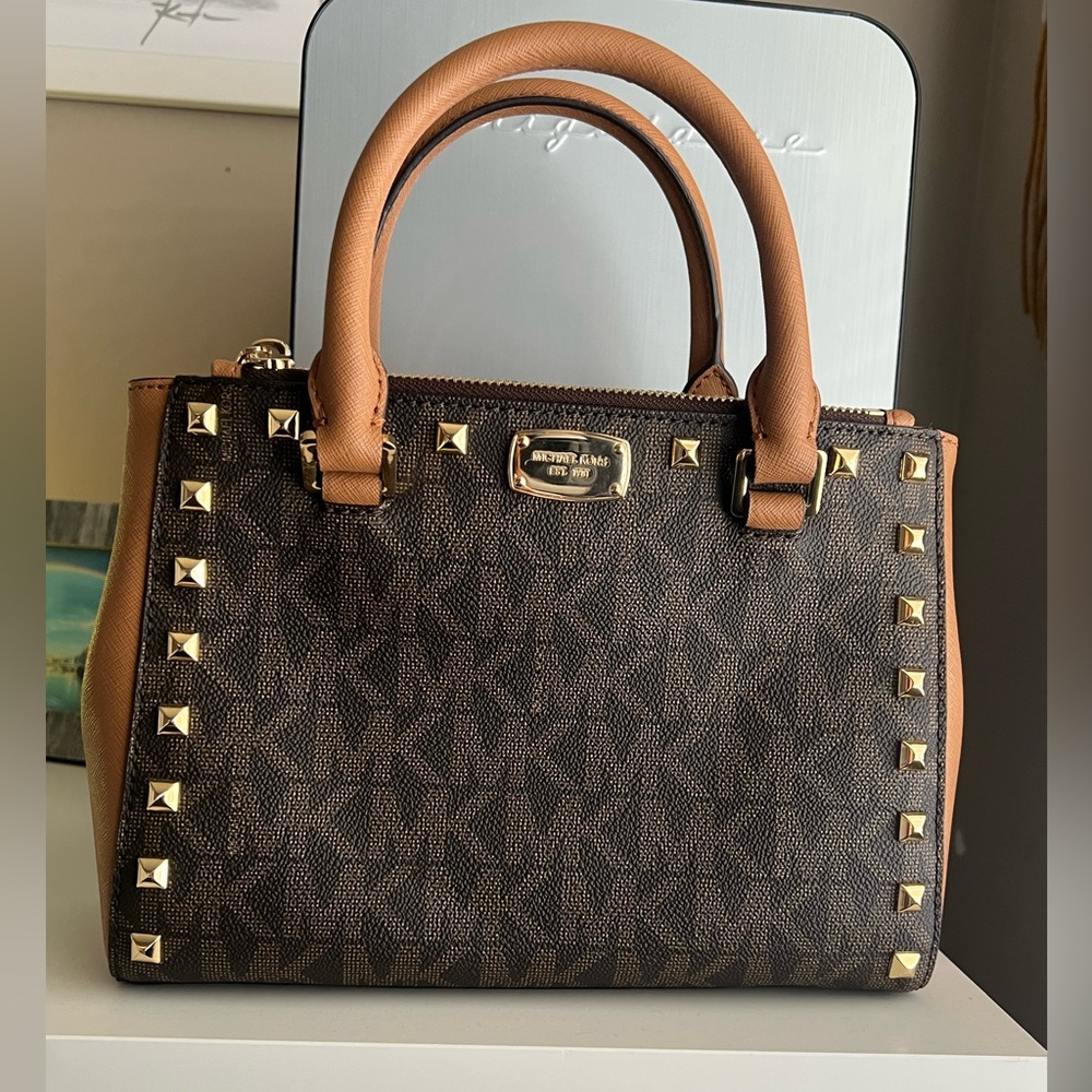 Micheal Kors brown studded mini bag